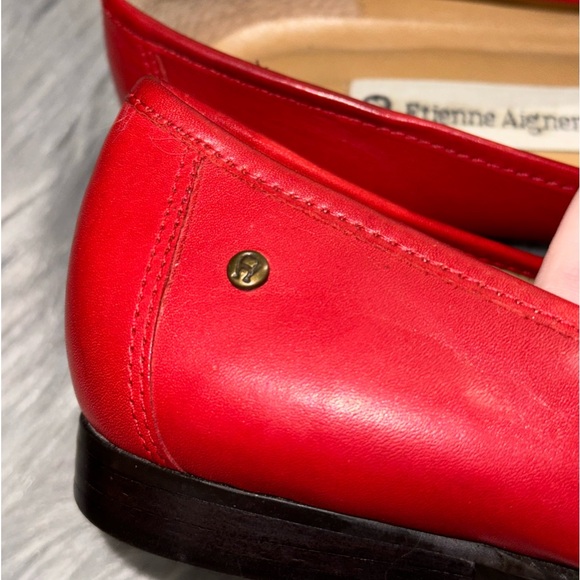 Vintage Etienne Aigner Leather Penny Loafers 7.5 Red White Carmina Bass Oxford - Picture 15 of 15
